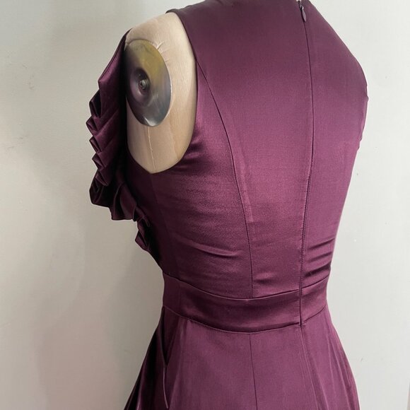 Burgundy Sleeveless Satin Dress - Picture 4 of 11